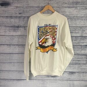Vintage 1991 Desert Storm USA America Eagle Pullover Crew Neck XL Hanes